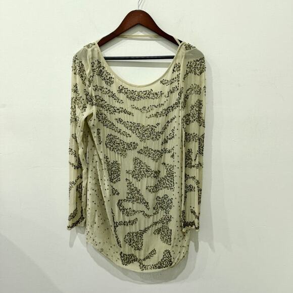 All Saints Poison Chiffon Spain Long Sleeve Mini Dress Mist Women's 6 UK / 2 US - Picture 2 of 5